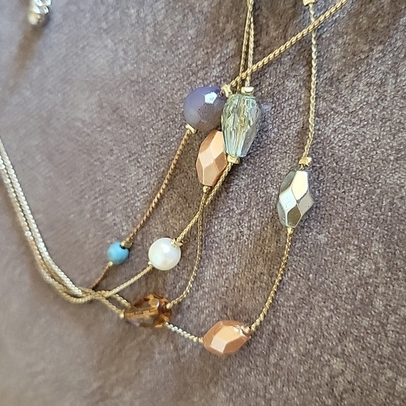 Twisted Chain Beaded Illusion Layered Station Torsade Necklace - Picture 5 of 9